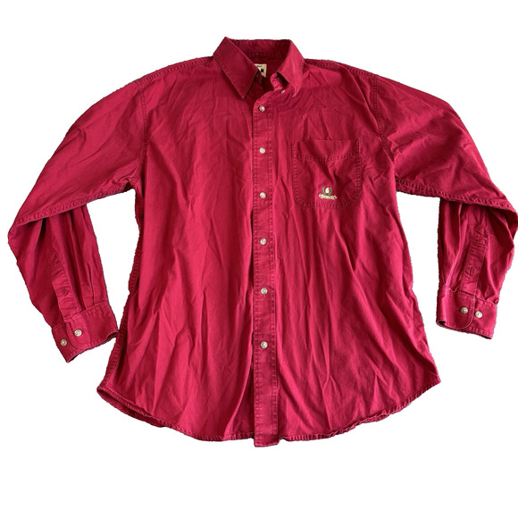 Wrangler‎ Riata Mens Red Button Down Long Sleeve Western - Size Large - Picture 1 of 8